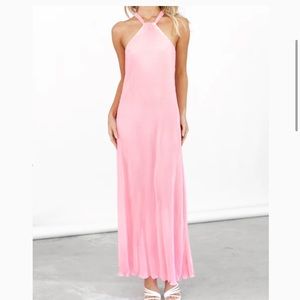 Light pink high neck maxi dress